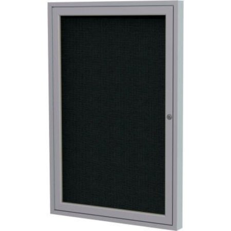 GHENT Ghent Bulletin Board - 1 Door - Black Fabric w/Silver Frame - 24" x 18" PA12418F-95